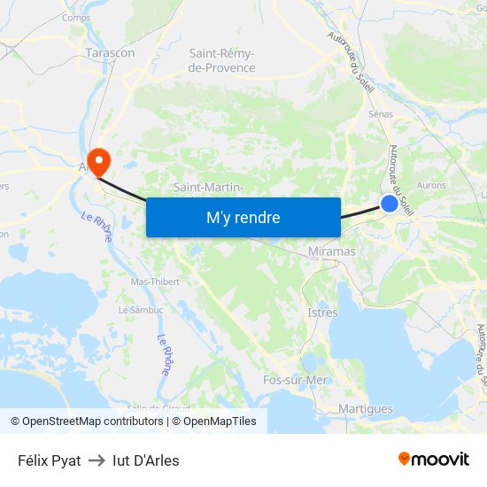 Félix Pyat to Iut D'Arles map