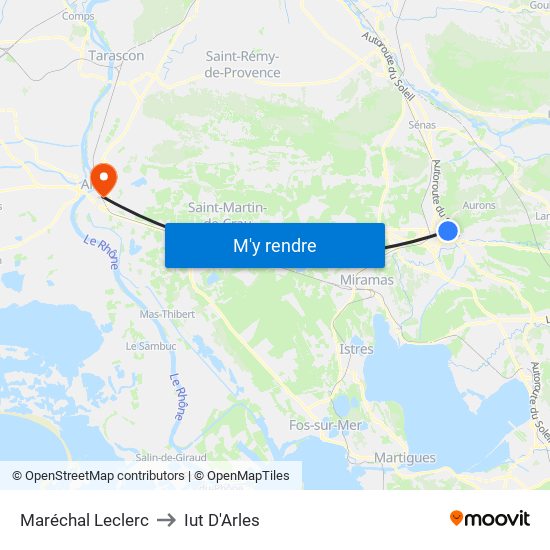 Maréchal Leclerc to Iut D'Arles map