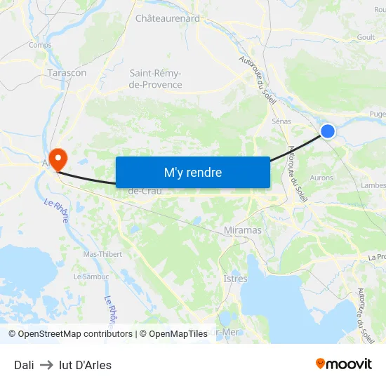 Dali to Iut D'Arles map