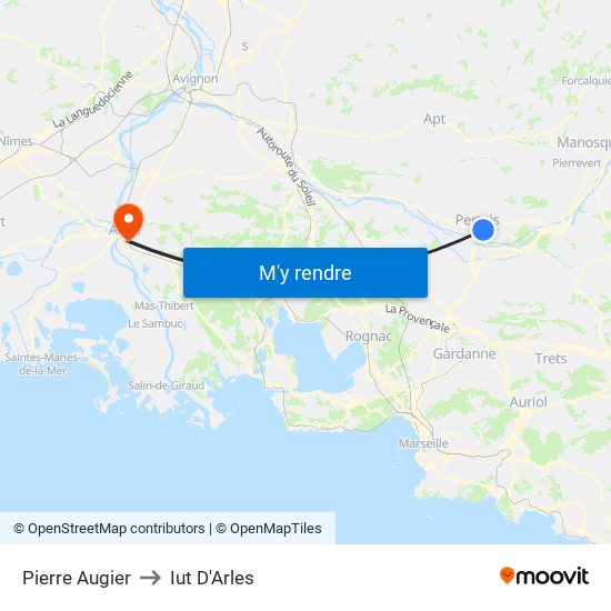 Pierre Augier to Iut D'Arles map
