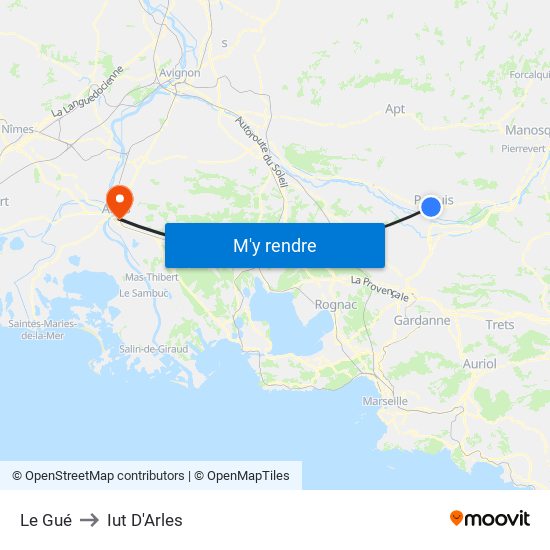 Le Gué to Iut D'Arles map