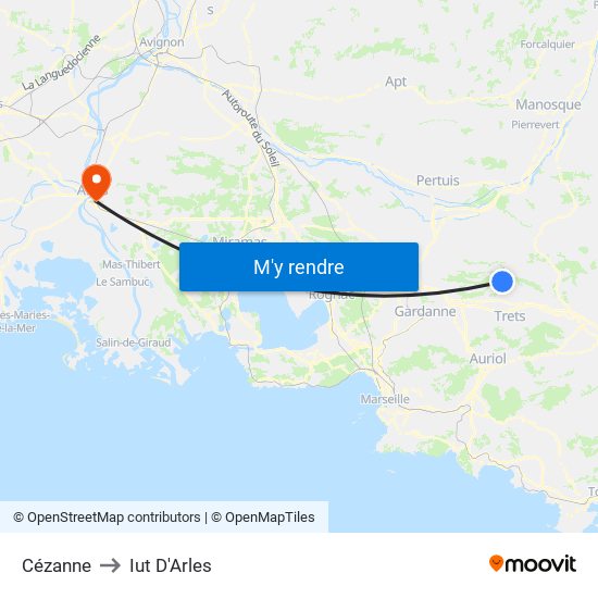 Cézanne to Iut D'Arles map