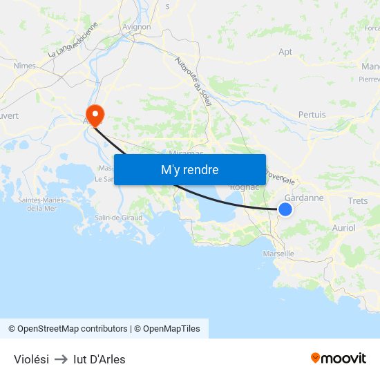 Violési to Iut D'Arles map