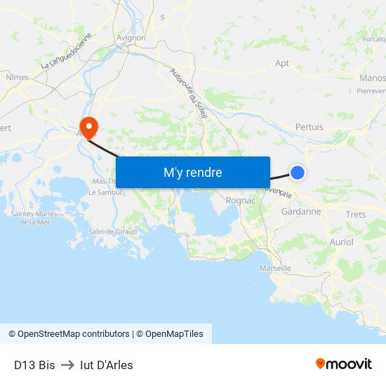 D13 Bis to Iut D'Arles map