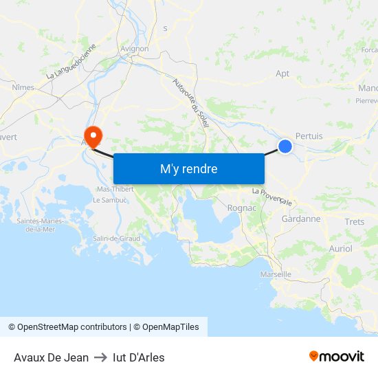 Avaux De Jean to Iut D'Arles map
