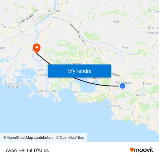 Avon to Iut D'Arles map
