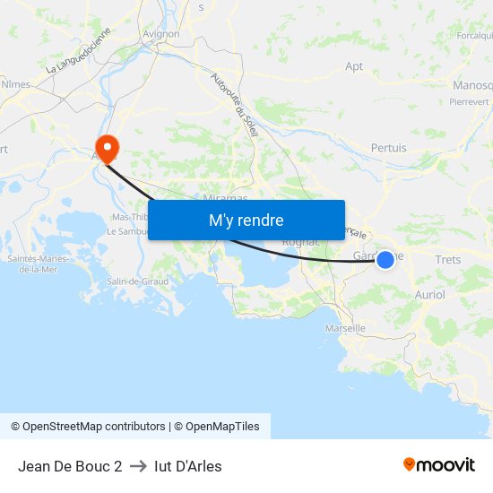 Jean De Bouc 2 to Iut D'Arles map