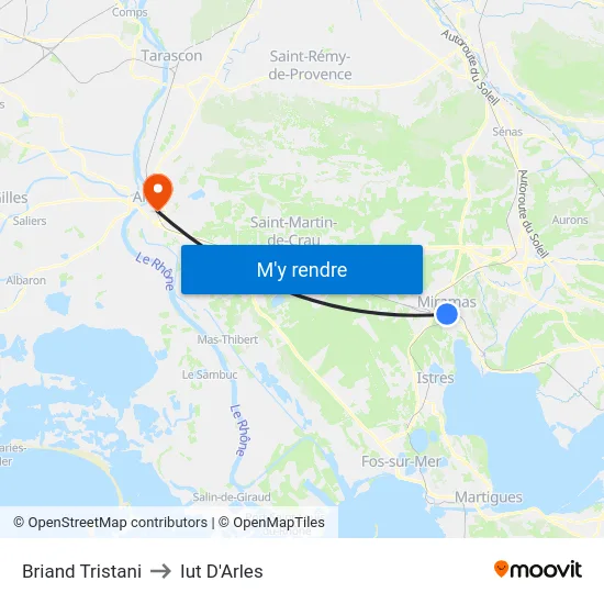 Briand Tristani to Iut D'Arles map