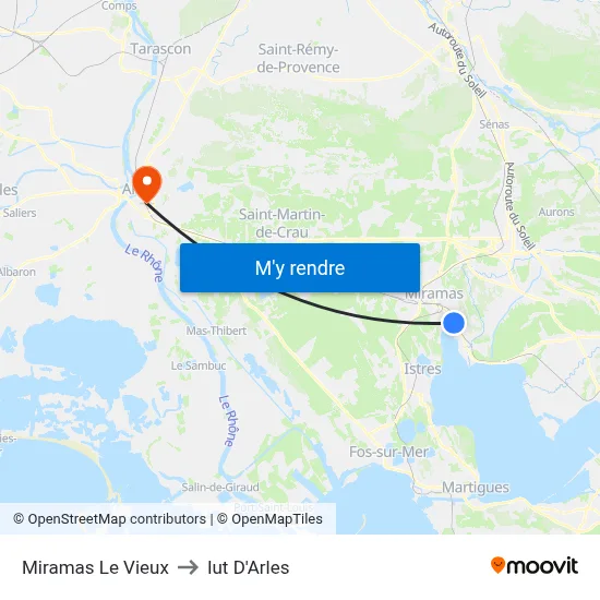 Miramas Le Vieux to Iut D'Arles map