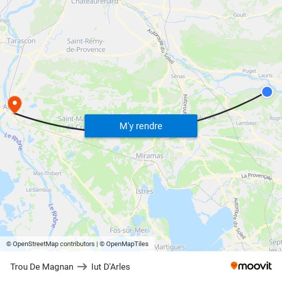 Trou De Magnan to Iut D'Arles map