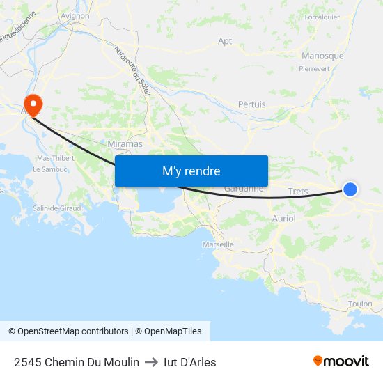 2545 Chemin Du Moulin to Iut D'Arles map