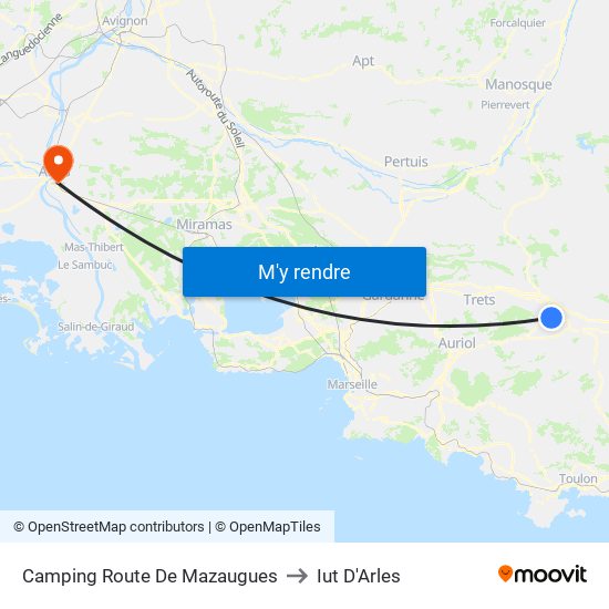 Camping Route De Mazaugues to Iut D'Arles map