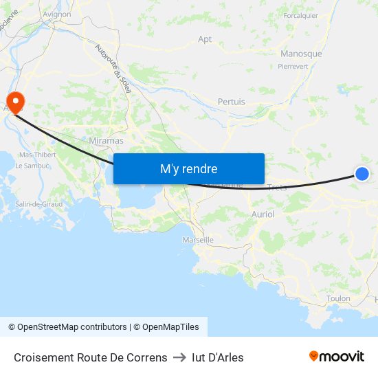 Croisement Route De Correns to Iut D'Arles map