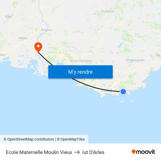Ecole Maternelle Moulin Vieux to Iut D'Arles map