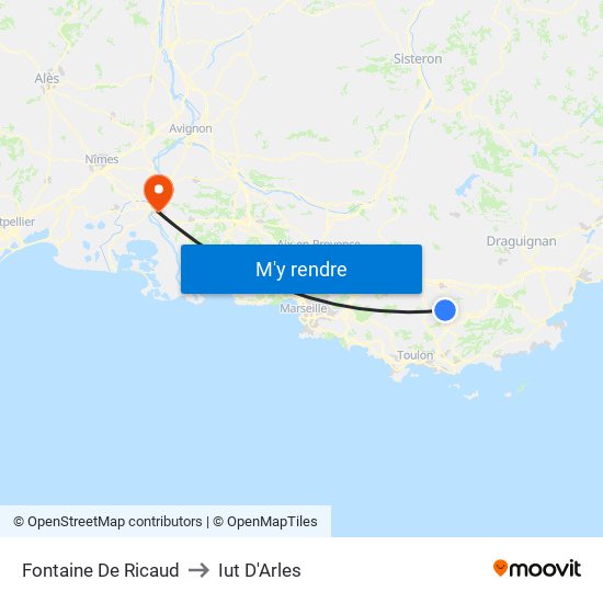 Fontaine De Ricaud to Iut D'Arles map
