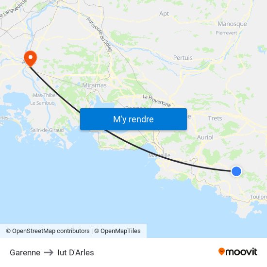 Garenne to Iut D'Arles map