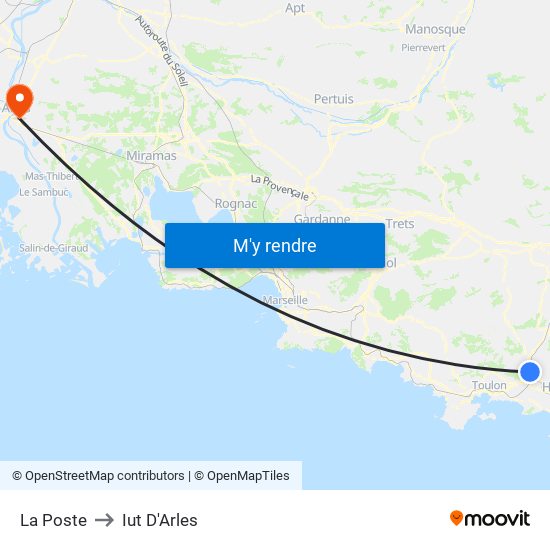 La Poste to Iut D'Arles map