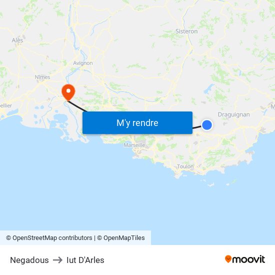 Negadous to Iut D'Arles map