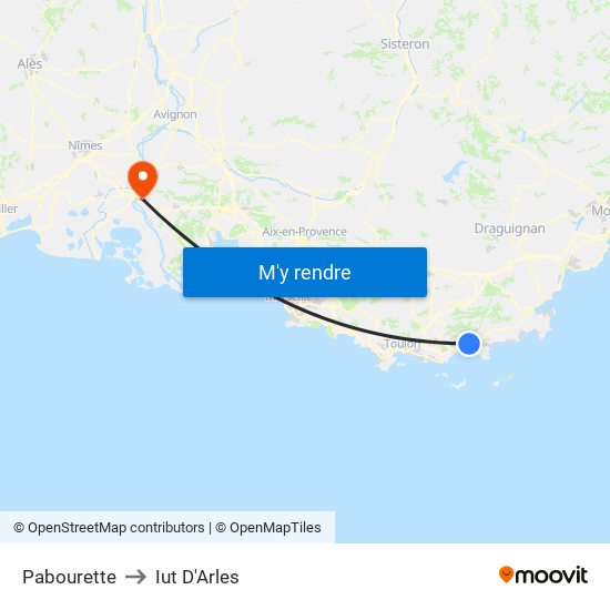 Pabourette to Iut D'Arles map