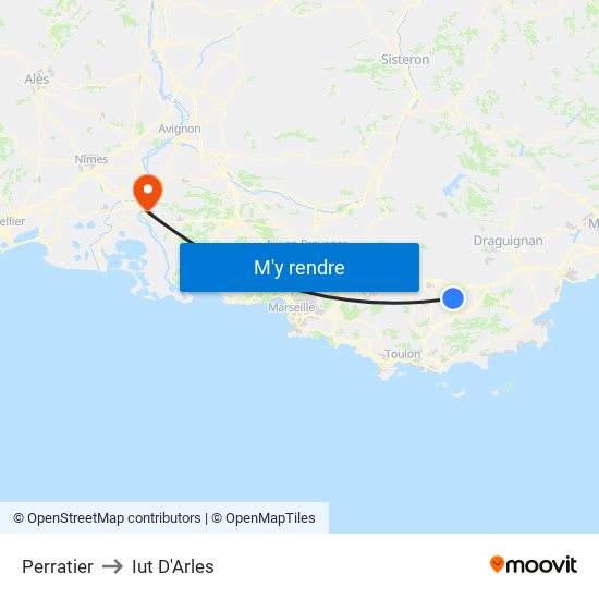 Perratier to Iut D'Arles map