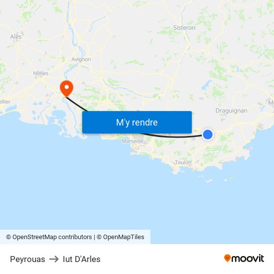 Peyrouas to Iut D'Arles map