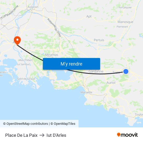 Place De La Paix to Iut D'Arles map