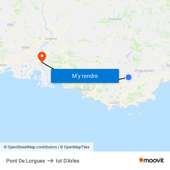 Pont De Lorgues to Iut D'Arles map