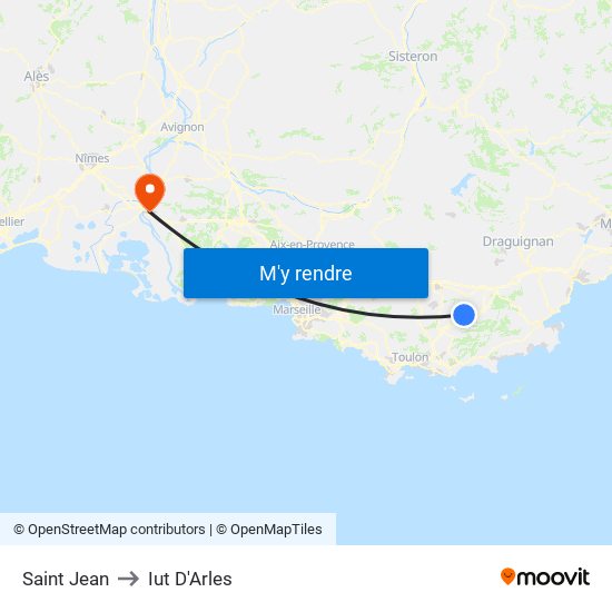 Saint Jean to Iut D'Arles map