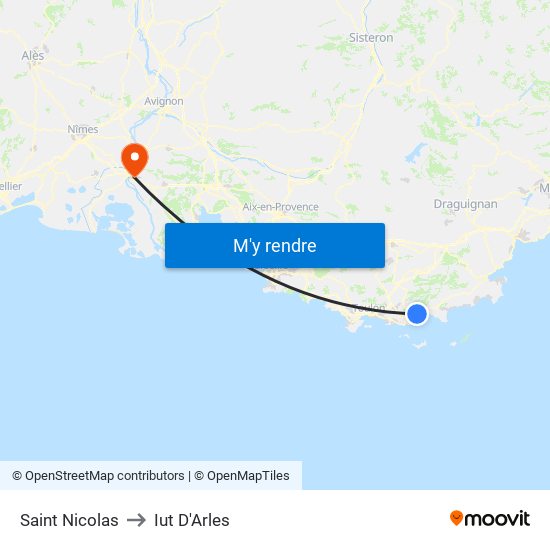 Saint Nicolas to Iut D'Arles map