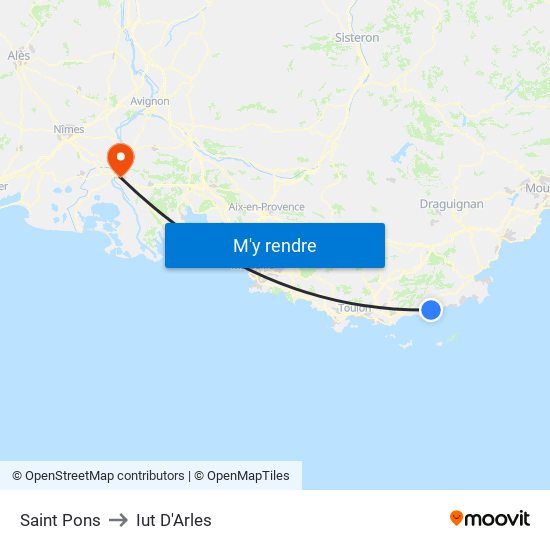 Saint Pons to Iut D'Arles map