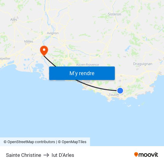 Sainte Christine to Iut D'Arles map
