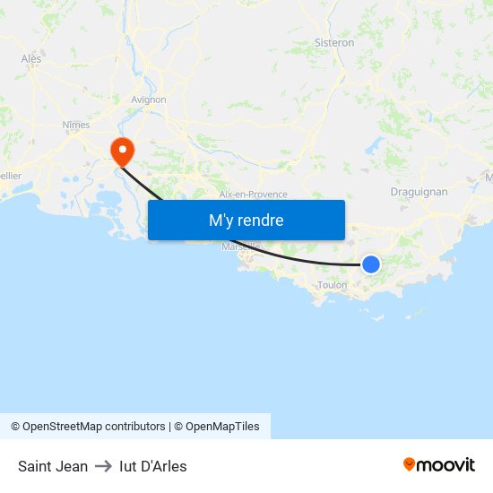 Saint Jean to Iut D'Arles map
