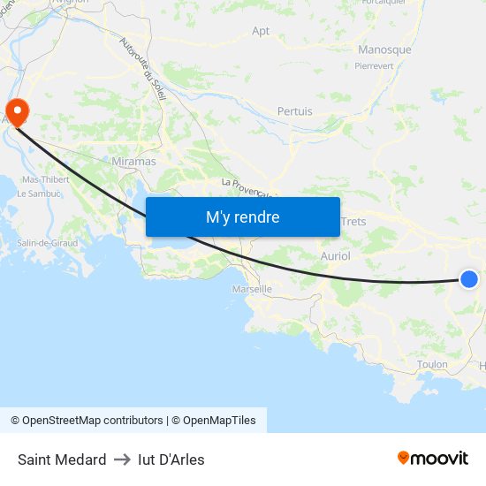 Saint Medard to Iut D'Arles map