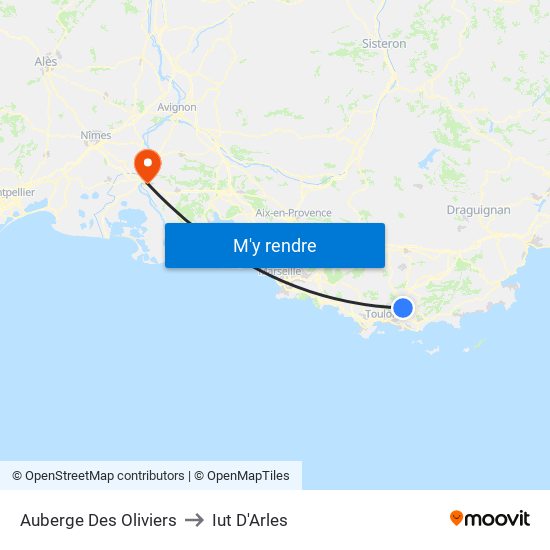 Auberge Des Oliviers to Iut D'Arles map