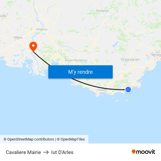Cavaliere Mairie to Iut D'Arles map