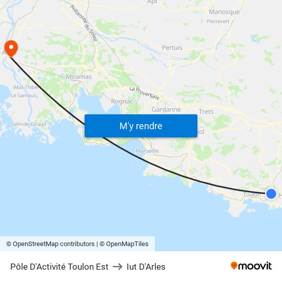 Pôle D'Activité Toulon Est to Iut D'Arles map