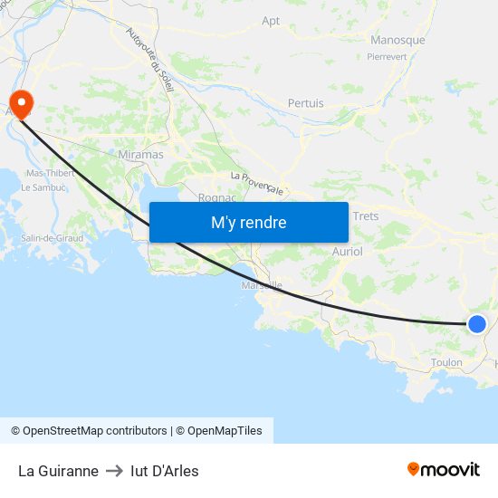 La Guiranne to Iut D'Arles map