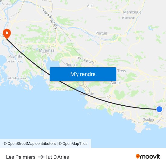 Les Palmiers to Iut D'Arles map