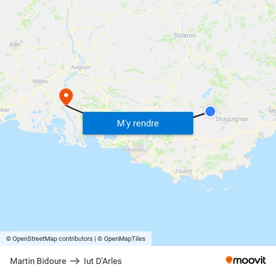 Martin Bidoure to Iut D'Arles map