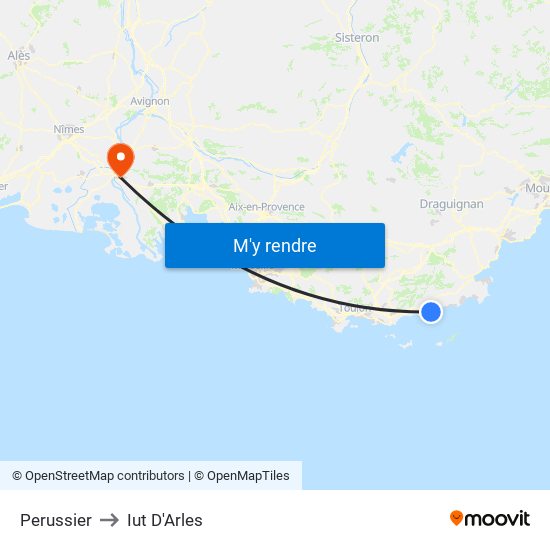 Perussier to Iut D'Arles map