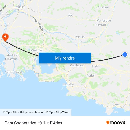 Pont Cooperative to Iut D'Arles map