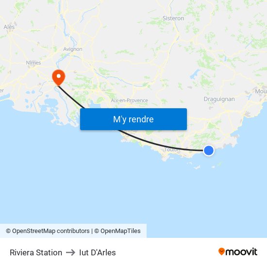 Riviera Station to Iut D'Arles map