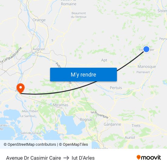 Avenue Dr Casimir Caire to Iut D'Arles map