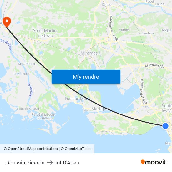 Roussin Picaron to Iut D'Arles map