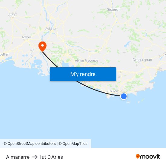 Almanarre to Iut D'Arles map