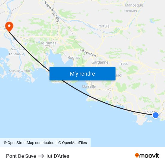 Pont De Suve to Iut D'Arles map