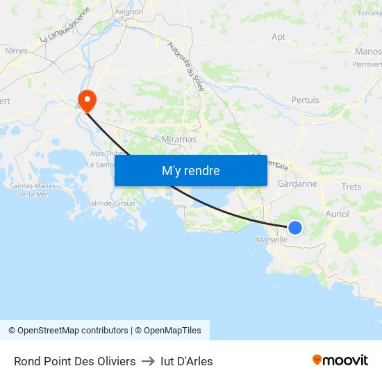 Rond Point Des Oliviers to Iut D'Arles map