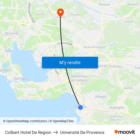 Colbert Hotel De Region to Université De Provence map