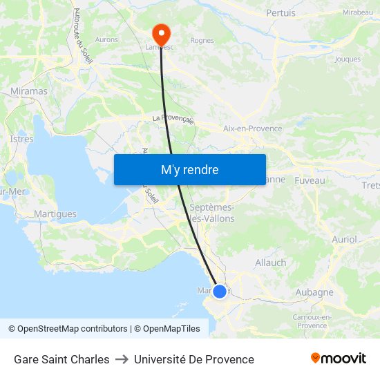 Gare Saint Charles to Université De Provence map