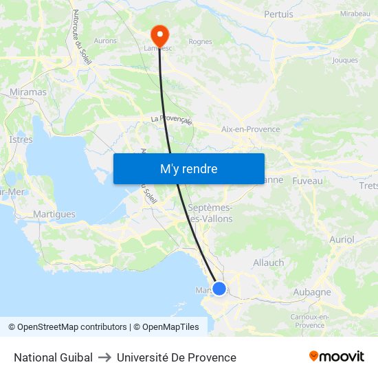 National Guibal to Université De Provence map